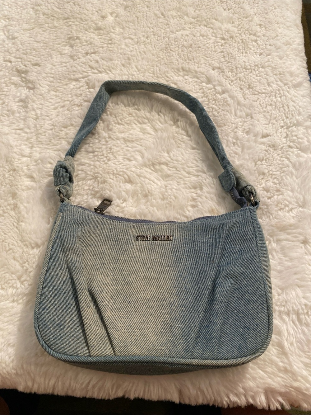Steve Madden Denim Knot-Handle Shoulder Bag in Light Blue